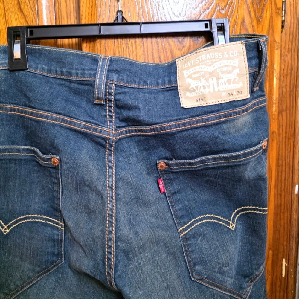 Levi's 514 Original Riveted Straight Cut Jeans 34x30 - Picture 3 of 7